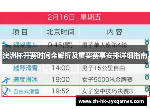 澳洲杯开赛时间全解析及重要赛事安排详细指南